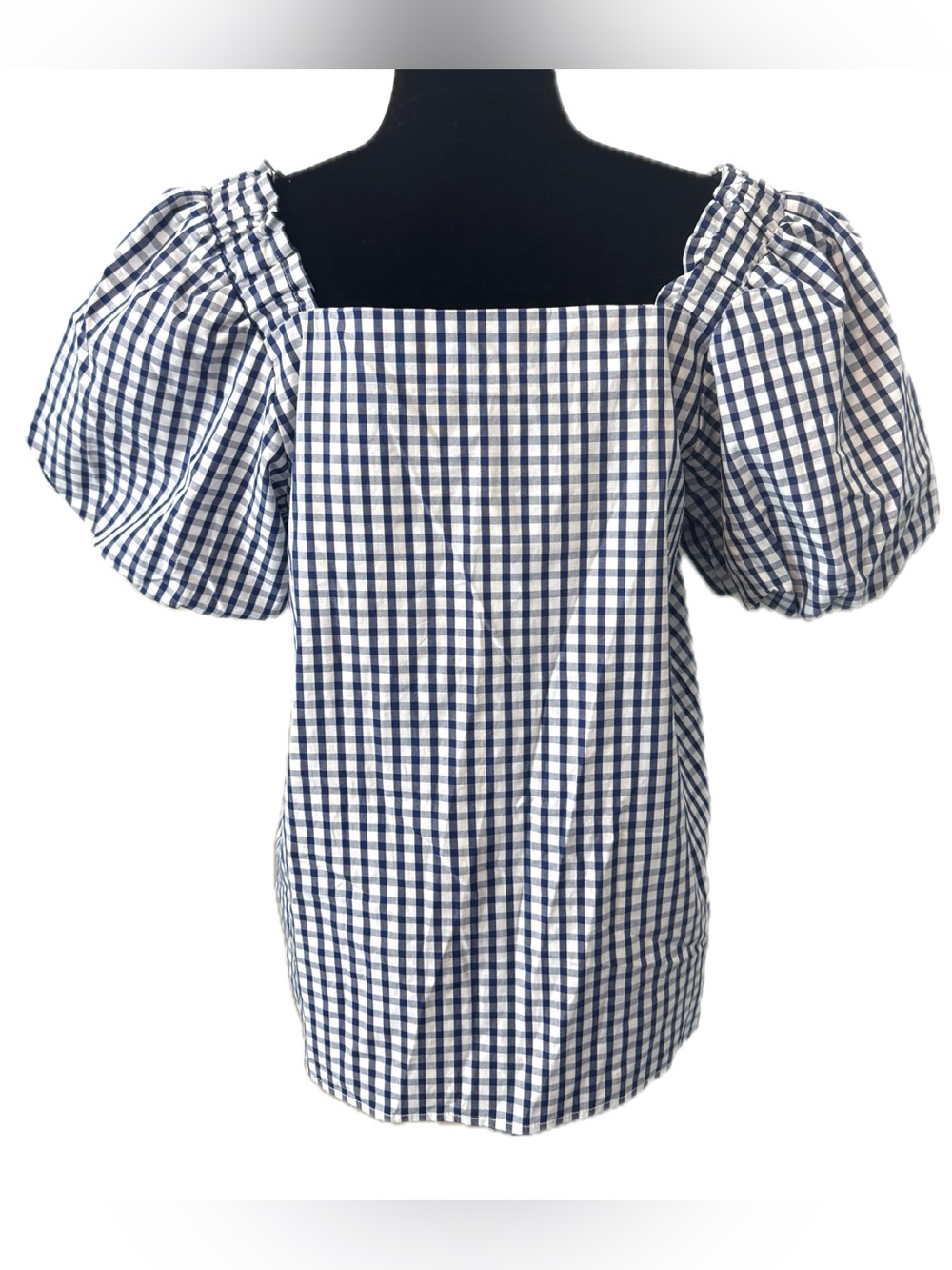 CeCe Blue Gingham Puff Sleeve Square Neck Top NWT Medium Cottagecore Preppy